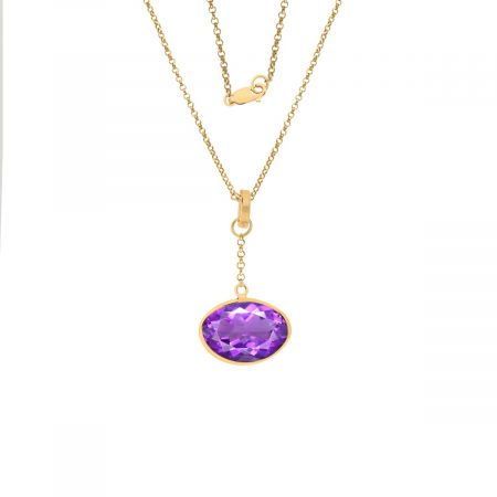 Amethyst Hydro Gold Plated Vermeil Silver Pendant Necklace