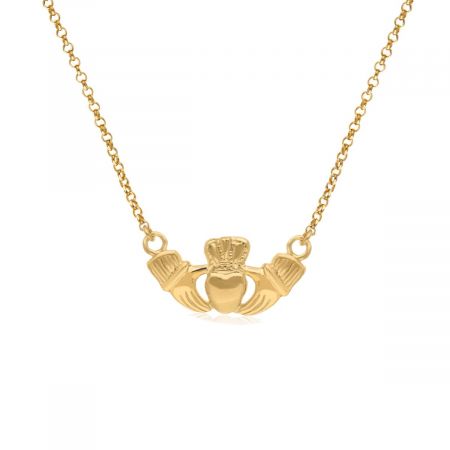 Creative Two Handed Heart Gold Plated Vermeil Silver Pendant Necklace