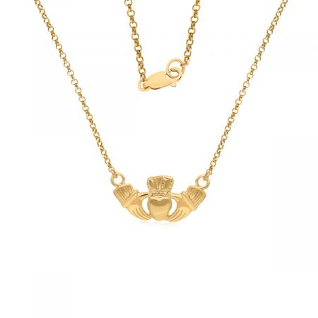 Creative Two Handed Heart Gold Plated Vermeil Silver Pendant Necklace