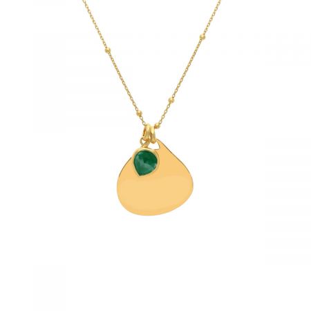 Green Onyx Gold Plated Vermeil Silver Pendant Necklace