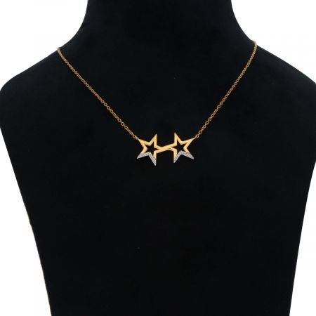 Two Stars Gold Plated Silver Pendant Necklace