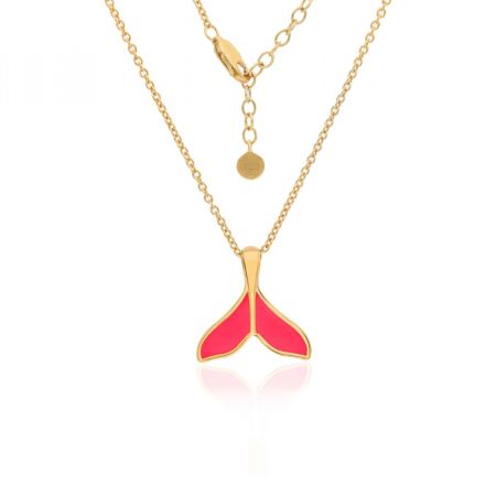 Enamel Feather Gold Plated Vermeil Silver Pendant Necklace
