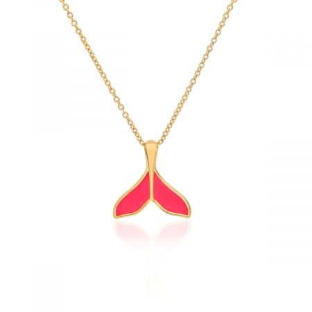 Enamel Feather Gold Plated Vermeil Silver Pendant Necklace