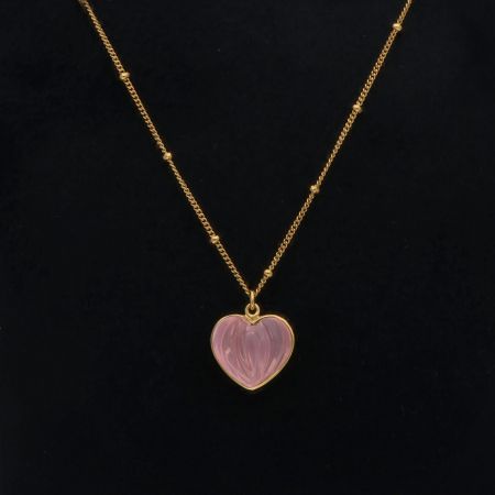 Rose Quartz Heart Shape Pendant For Marriage, Love, Romance, Couples Gold Plated Silver Pendant Necklace