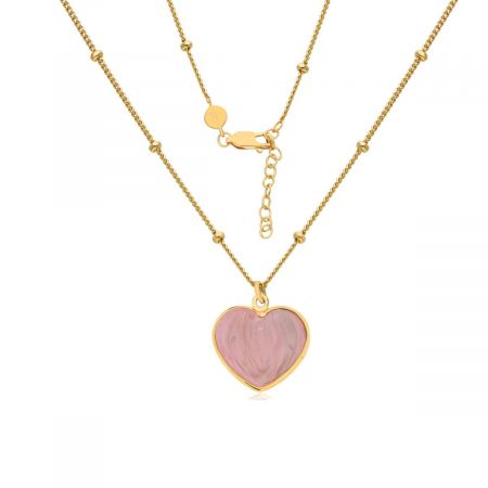 Rose Quartz Heart Shape Pendant For Marriage, Love, Romance, Couples Gold Plated Silver Pendant Necklace