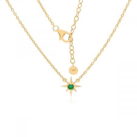 Dainty Onyx Star Necklace , Green Onyx May Birthstone Pendant, Birthday Gift for May, Gifts For Her Gold Plated Silver Pendant Necklace