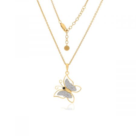 Personalised Butterfly Gold Plated Silver Pendant Necklace