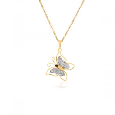 Personalised Butterfly Gold Plated Silver Pendant Necklace