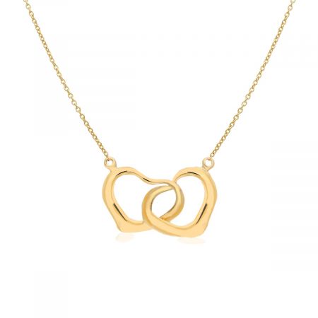 Minutiae Double Love Heart Shape Pendant Necklace For Women And Girls Gold Plated Silver Pendant Necklace