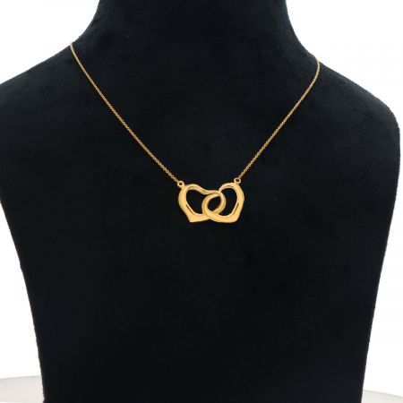 Minutiae Double Love Heart Shape Pendant Necklace For Women And Girls Gold Plated Silver Pendant Necklace