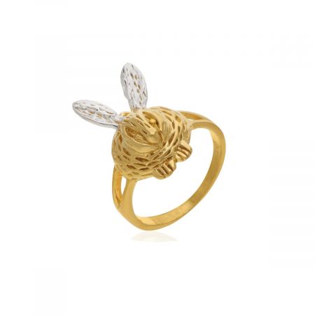 Bunny Face Gold Plated Silver Ring