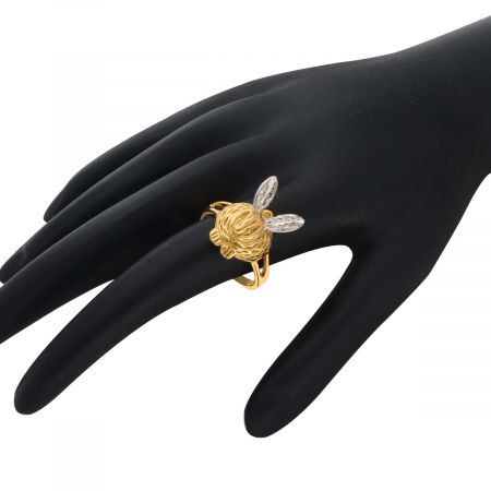 Bunny Face Gold Plated Silver Ring