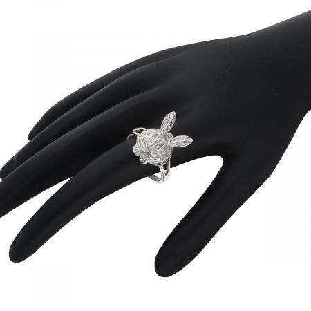 Bunny Face Rhodium Plated Silver Ring