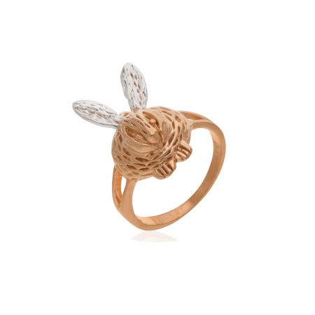 Bunny Face Rose Gold Plated Silver Ring
