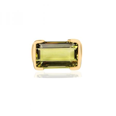 Vintage Rectangle Lemon Quartz Gold Plated Silver Ring