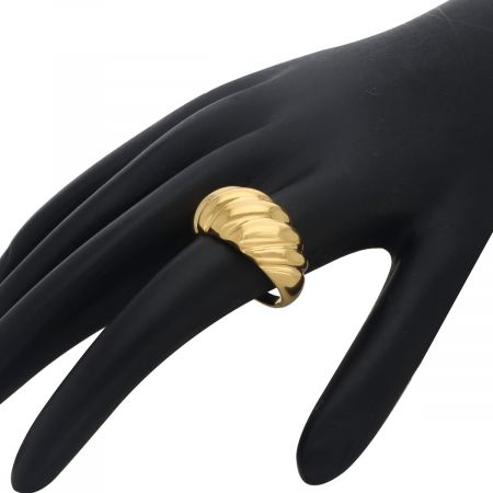 Domed Ridge Gold Plated Silver Ring
