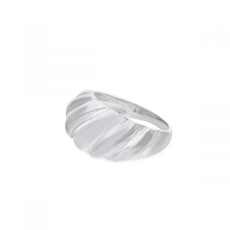 Domed Ridge Rhodium Plated Silver Ring