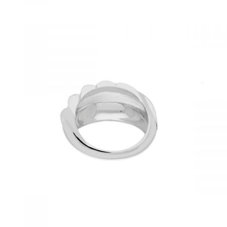 Domed Ridge Rhodium Plated Silver Ring