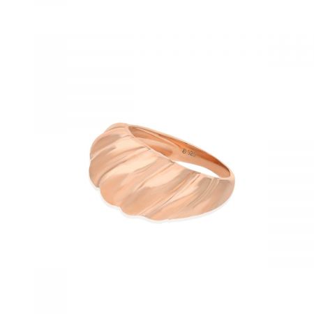 Domed Ridge Rose Gold Plated Silver Ring