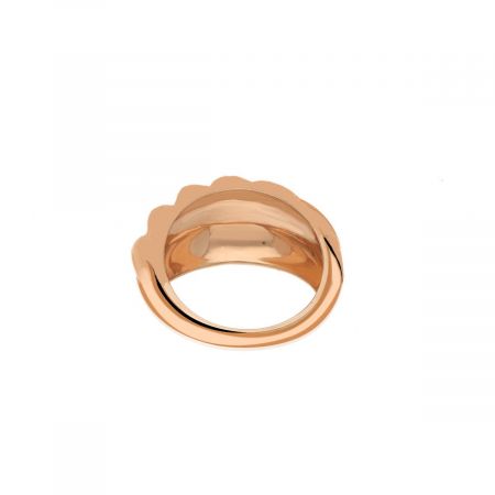 Domed Ridge Rose Gold Plated Silver Ring