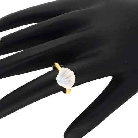 Classy Rainbow Moonstone Gold Plated Silver Ring