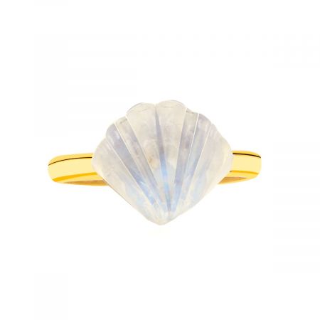 Classy Rainbow Moonstone Gold Plated Silver Ring