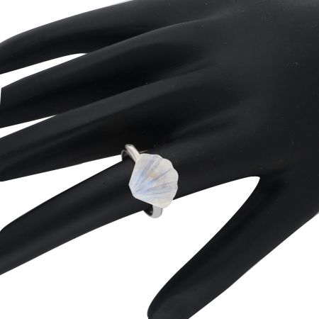 Classy Rainbow Moonstone Rhodium Plated Silver Ring