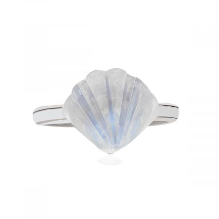 Classy Rainbow Moonstone Rhodium Plated Silver Ring