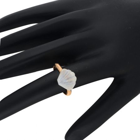 Classy Rainbow Moonstone Rose Gold Plated Silver Ring