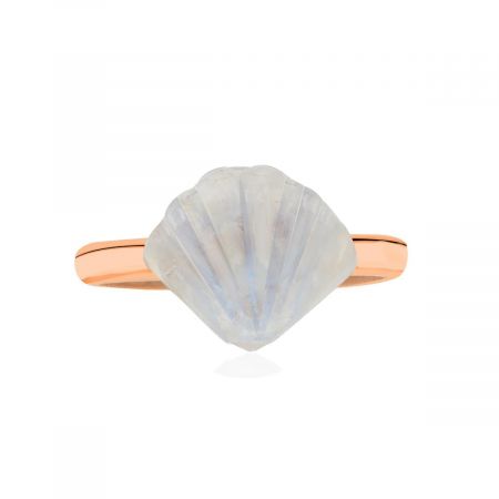 Classy Rainbow Moonstone Rose Gold Plated Silver Ring