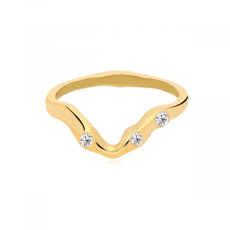 Small Nugget Stacking Gold Plated Silver Ring