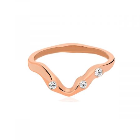 Small Nugget Stacking Rose Gold Plated Silver Ring