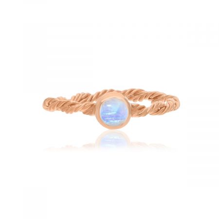 Cord Skinny Rainbow Moonstone Rose Gold Plated Silver Ring