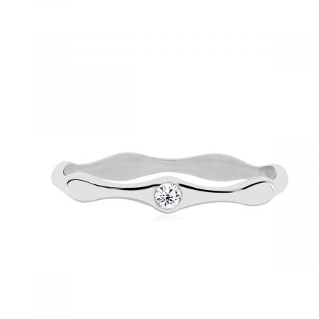 Thin Molten Rhodium Plated Vermeil Gemstone Silver Ring