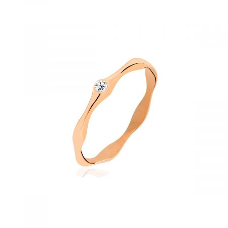 Thin Molten Rose Gold Plated Vermeil Gemstone Silver Ring