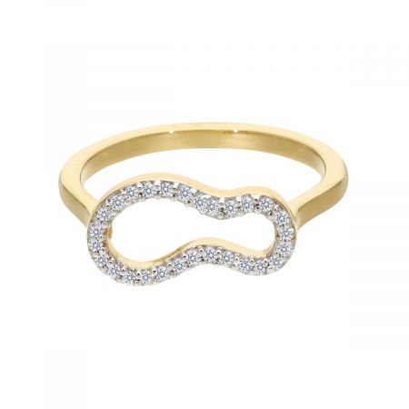 Minimal Studded White Topaz Gold Plated Vermeil Silver Ring