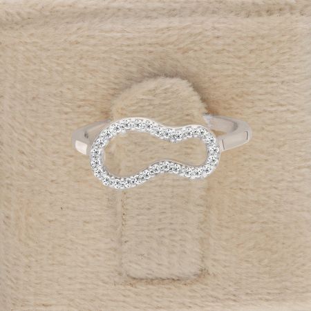 Minimal Studded White Topaz Rhodium Plated Vermeil Silver Ring