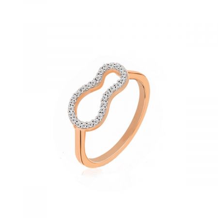 Minimal Studded White Topaz Rose Gold Plated Vermeil Silver Ring