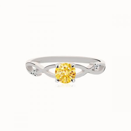Citrine With White Topaz Rhodium Plated Vermeil Silver Ring
