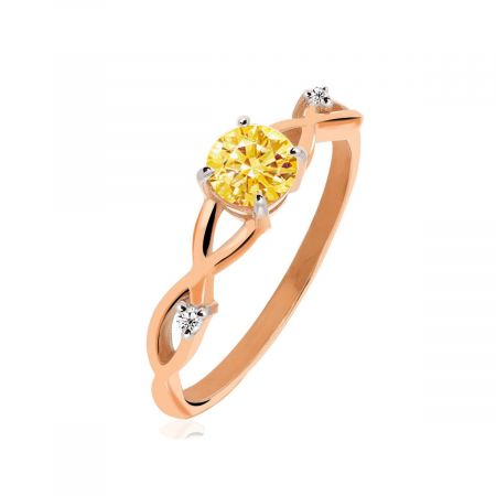 Citrine With White Topaz Rose Gold Plated Vermeil Silver Ring