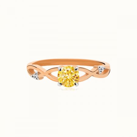 Citrine With White Topaz Rose Gold Plated Vermeil Silver Ring