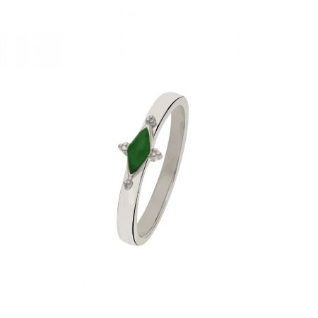 Enamel Rose Rhodium Plated Vermeil Silver Ring