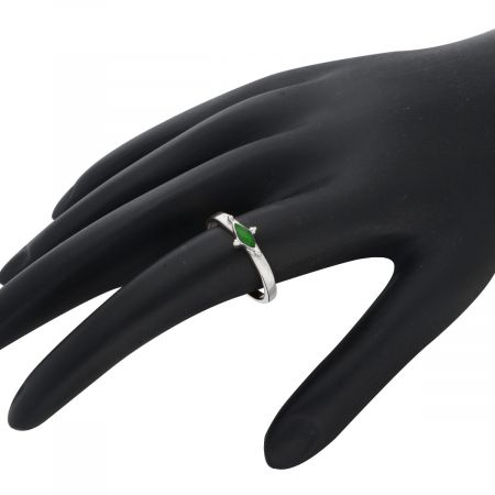 Enamel Rose Rhodium Plated Vermeil Silver Ring