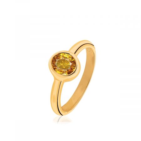Lemon Quartz Gold Plated Vermeil Silver Ring