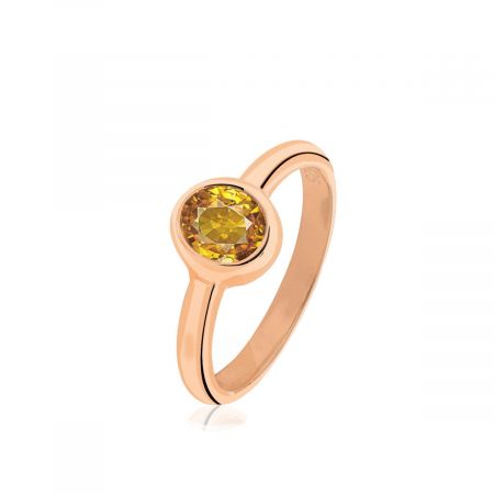 Lemon Quartz Rose Gold Plated Vermeil Silver Ring