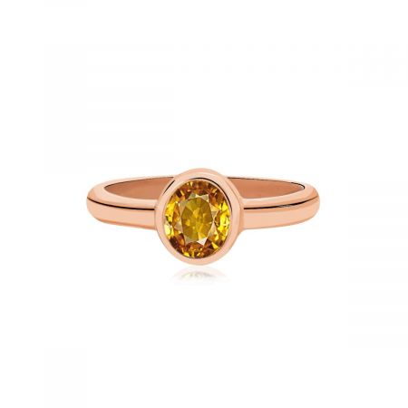 Lemon Quartz Rose Gold Plated Vermeil Silver Ring