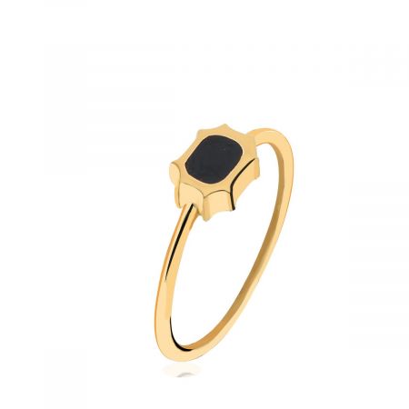 Black Onyx Gold Plated Vermeil Silver Ring