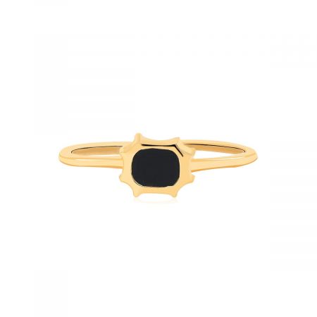 Black Onyx Gold Plated Vermeil Silver Ring