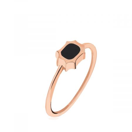 Black Onyx Rose Gold Plated Vermeil Silver Ring