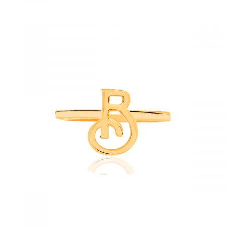 B Letter Gold Plated Vermeil Silver Ring